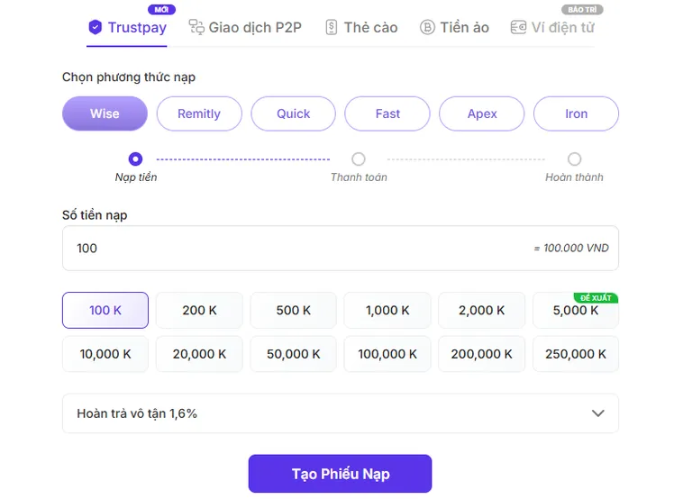 Nạp Tiền Bin88 Phương Thức Giao Dịch Siêu Tốc Giúp Bạn Luôn Dẫn Đầu Mọi Cuộc Chơi